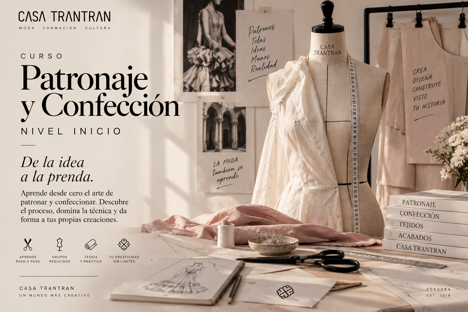 Curso de patronaje y confección nivel inicio en Casa Tran Tran